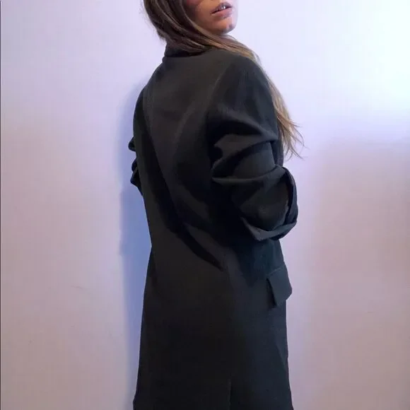 VTG 80s 90s Gianfranco Ferre Mid Length Wool Coat Green Sz 42 US S/M Office Prep